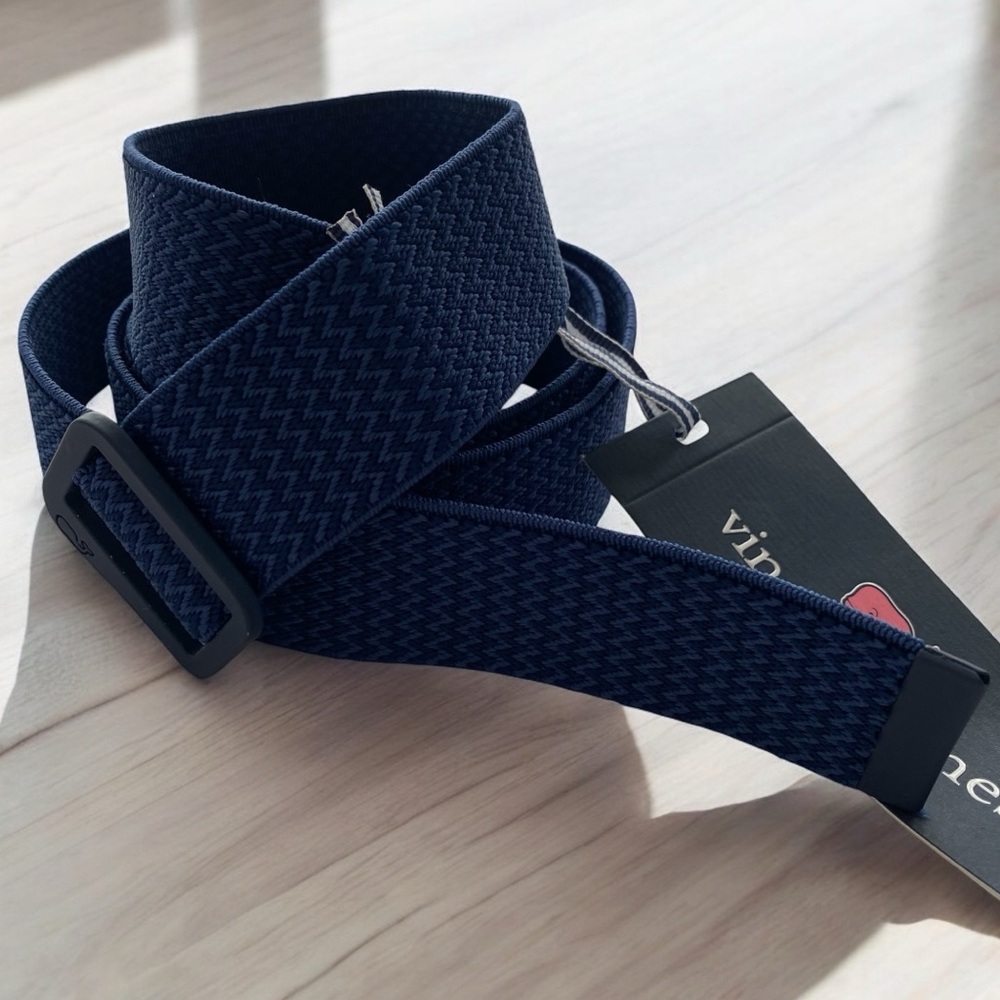 Men’s Viney Vines NWT Navy & Blue Chevron Design Stretch OTG D Ring Belt